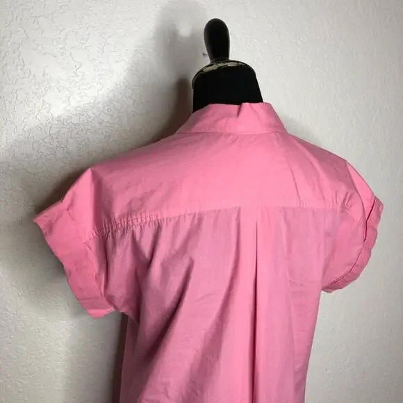 NavyBleu pink short sleeve button front shirt dress size Small - Picture 10 of 13